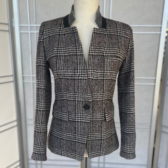 Veronica Beard Plaid Upcollar Dickey Jacket sz 0